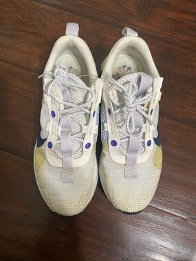 Nike White Sneakers with Yellow and Navy Accents